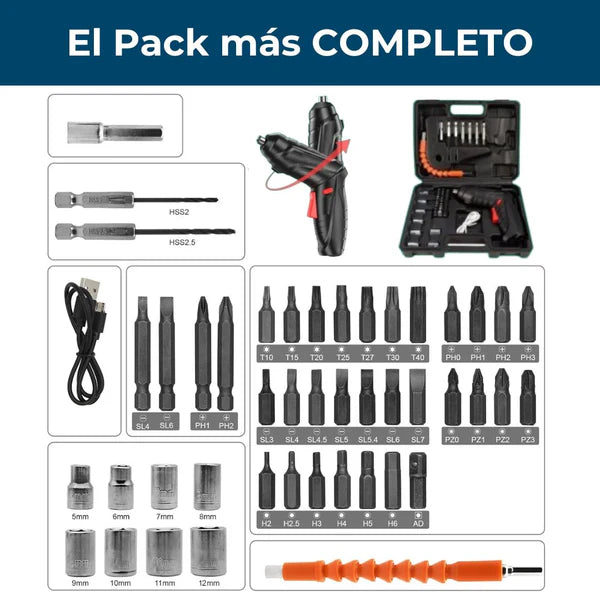 CLICKMASTER™ - KIT DESTORNILLADOR 47 piezas Eléctrico